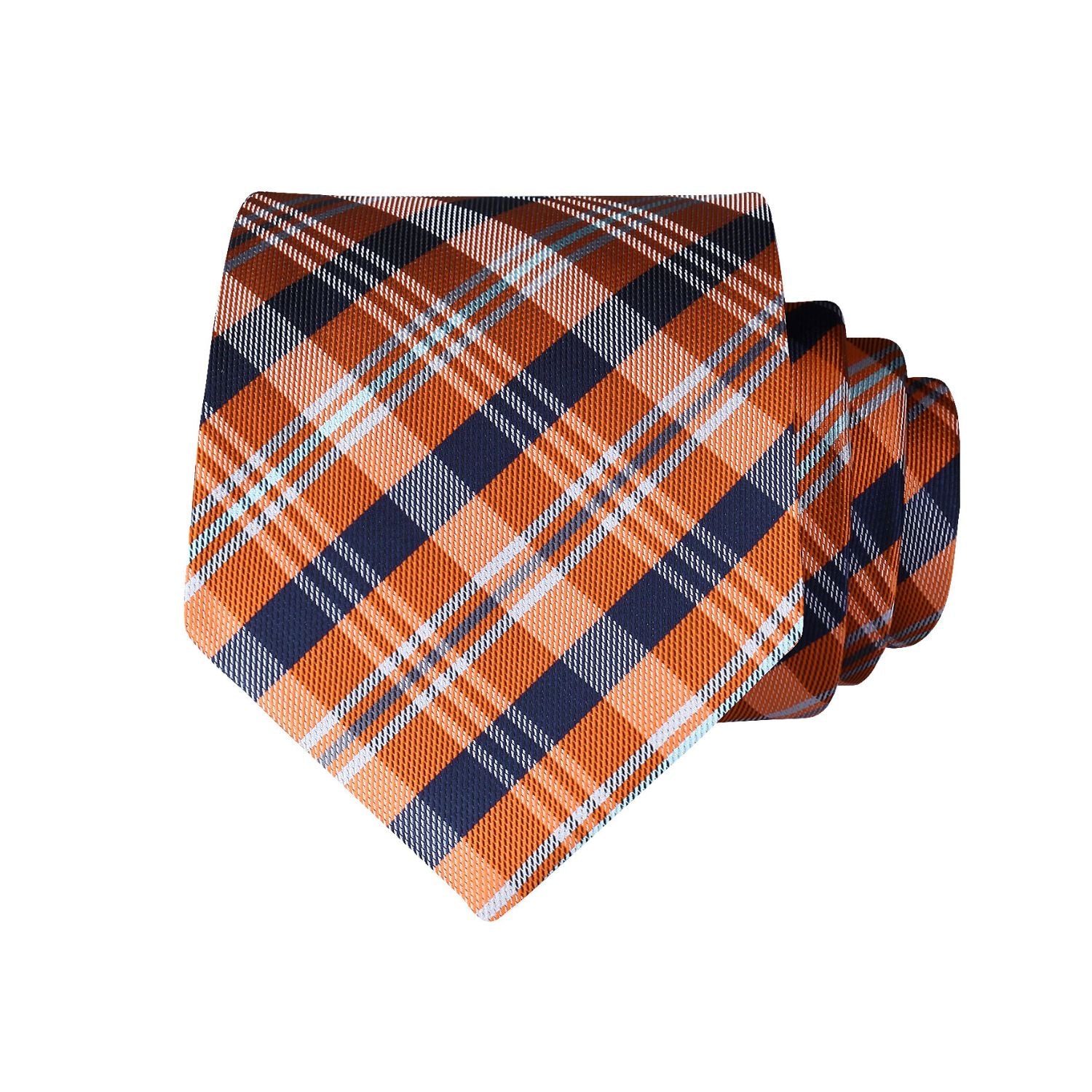 Plaid Tie Handkerchief Set - ORANGE/BLUE