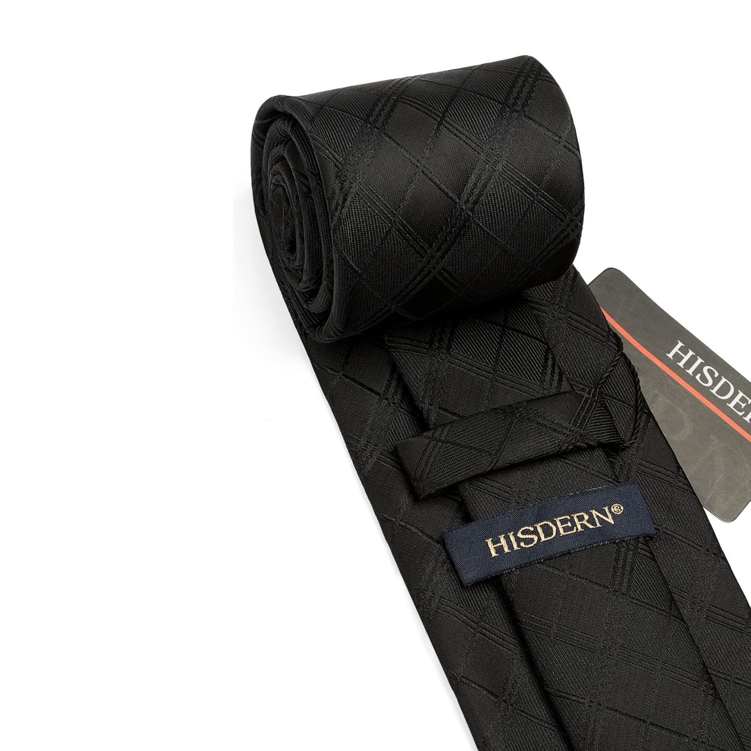 Plaid Tie Handkerchief Set - A - 070-BLACK CHECKERED 2