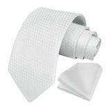 Men's Plaid Tie Handkerchief Set - C1-WHITE