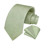 Men's Plaid Tie Handkerchief Set - 022-SAGE GREEN