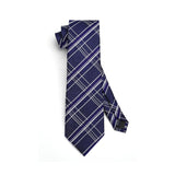 Plaid Tie Handkerchief Set - C-01 NAVY BLUE