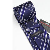 Plaid Tie Handkerchief Set - C-01 NAVY BLUE