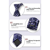 Plaid Tie Handkerchief Set - C-01 NAVY BLUE