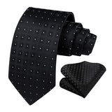 Plaid Tie Handkerchief Set - 072-BLACK/WHITE