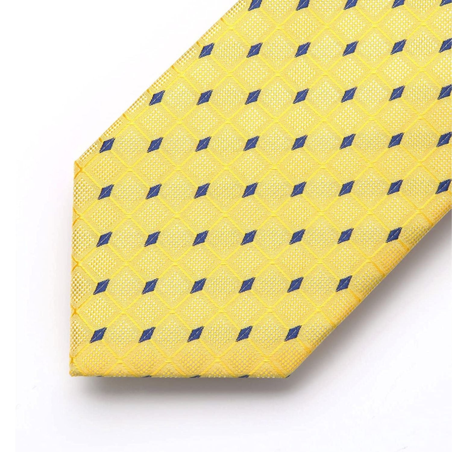 Plaid Tie Handkerchief Set - YELLOW