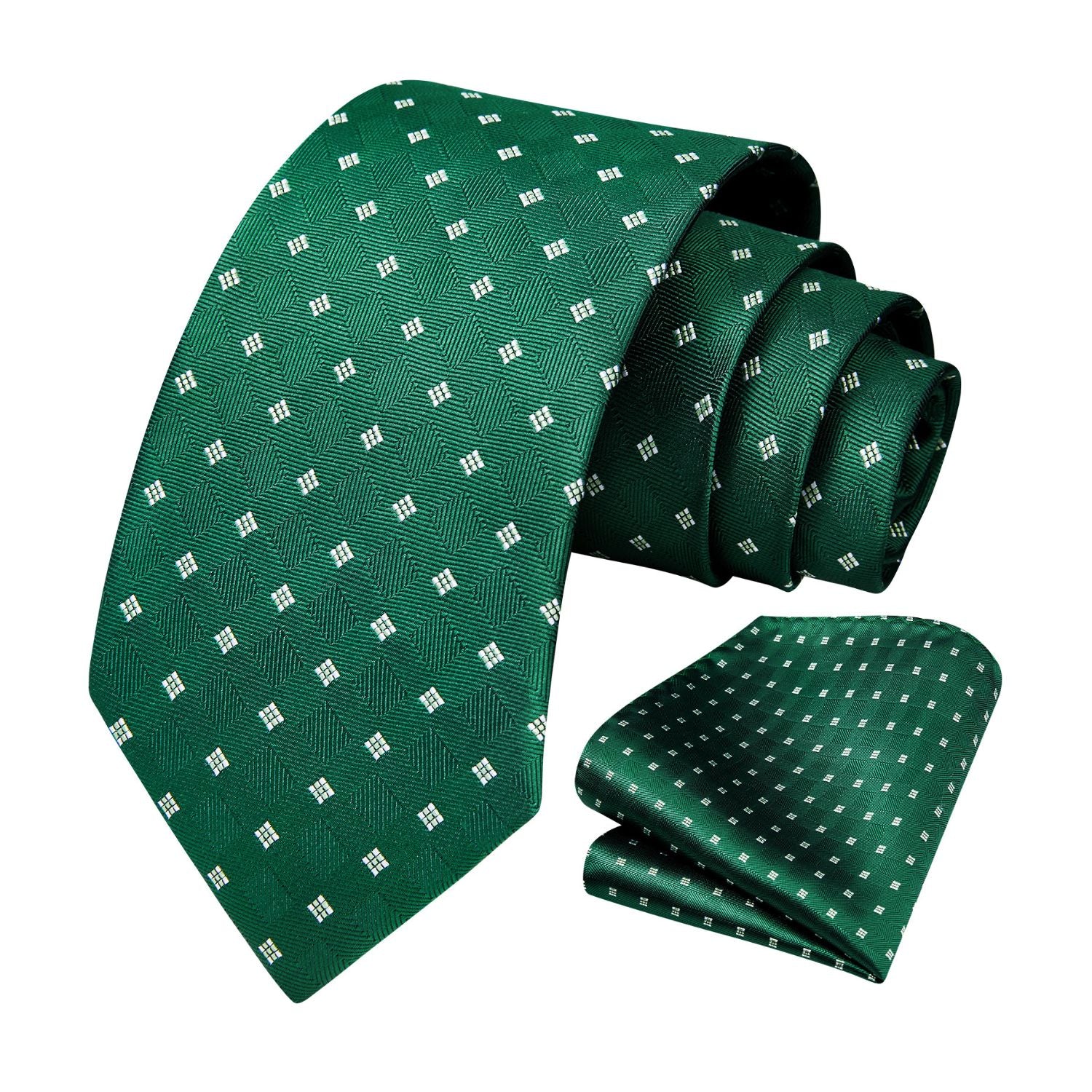 Men's Plaid Tie Handkerchief Set - C7-GREEN