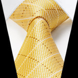 Men's Plaid Tie Handkerchief Set - C1-YELLOW