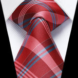 Men's Plaid Tie Handkerchief Set - E2-RED