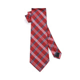 Men's Plaid Tie Handkerchief Set - E2-RED