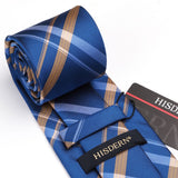 Men's Plaid Tie Handkerchief Set - E2-BLUE