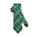 Men's Plaid Tie Handkerchief Set - 022-GREEN