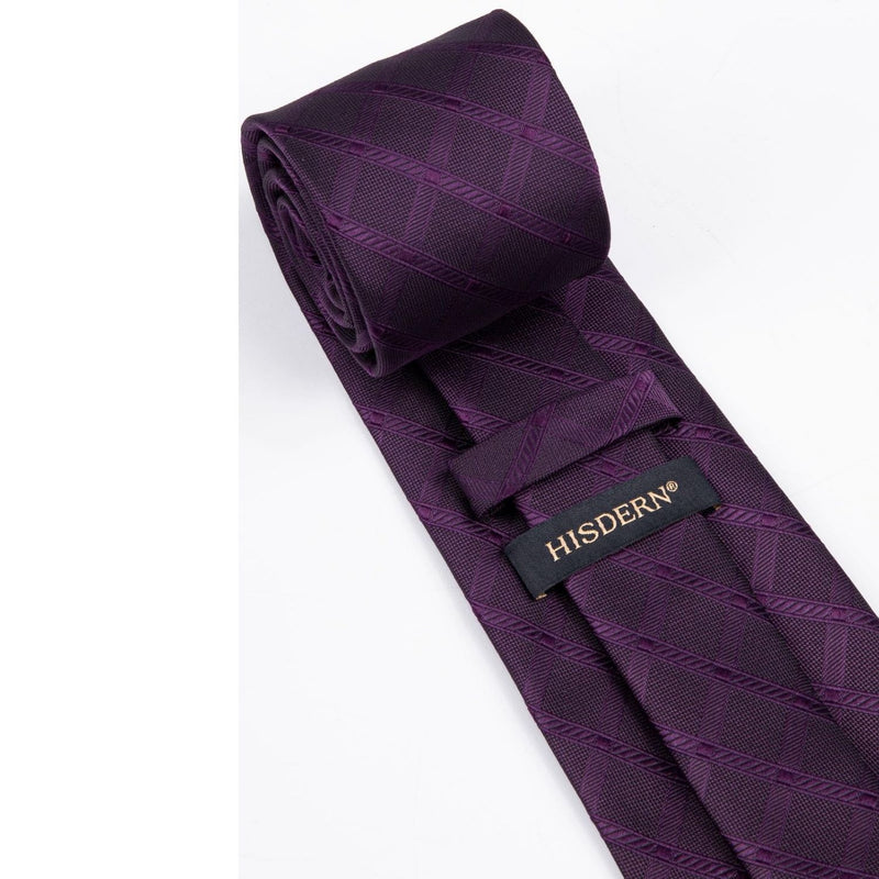 Men's Plaid Tie Handkerchief Set - C7-PURPLE DARK