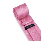 Men's Plaid Tie Handkerchief Set - B-PINK2