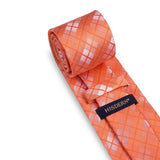 Men's Plaid Tie Handkerchief Set - B-ORANGE