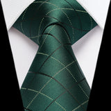 Men's Plaid Tie Handkerchief Set - GREEN