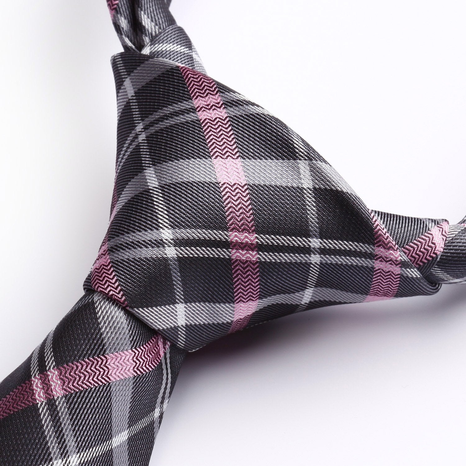 Plaid Tie Handkerchief Set - C-PINK 1