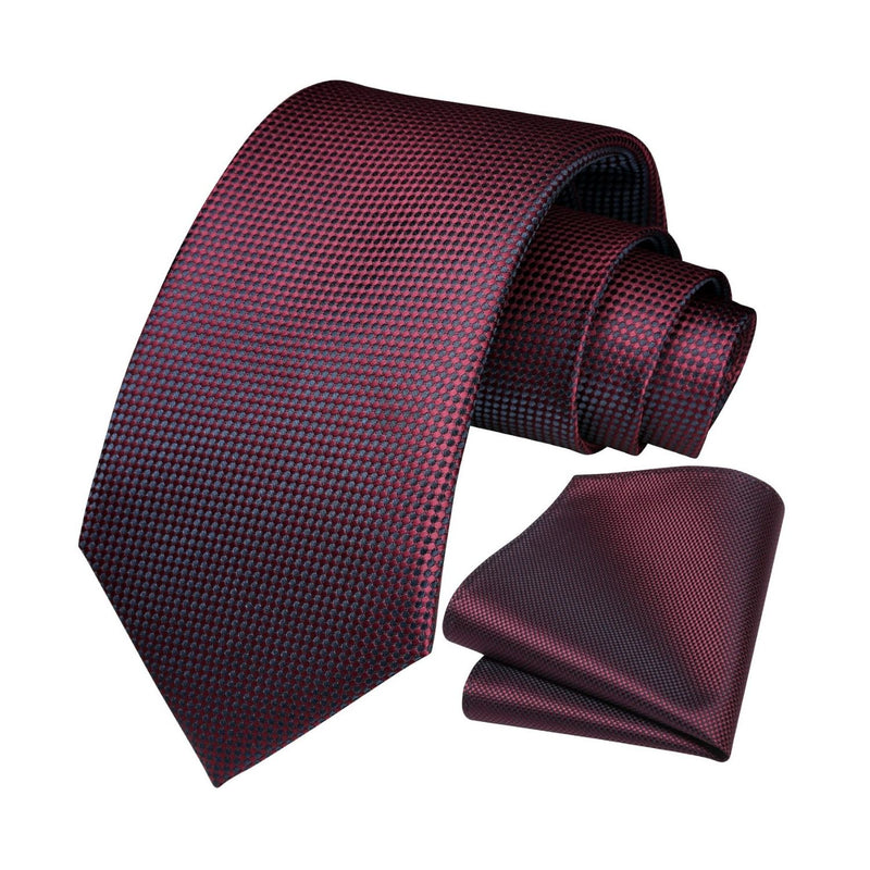 Houndstooth Tie Handkerchief Set - A4 LIGHT BURGUNDY