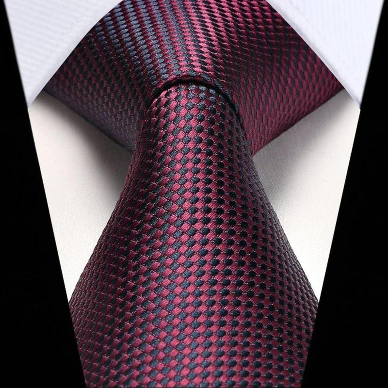 Houndstooth Tie Handkerchief Set - A4 LIGHT BURGUNDY