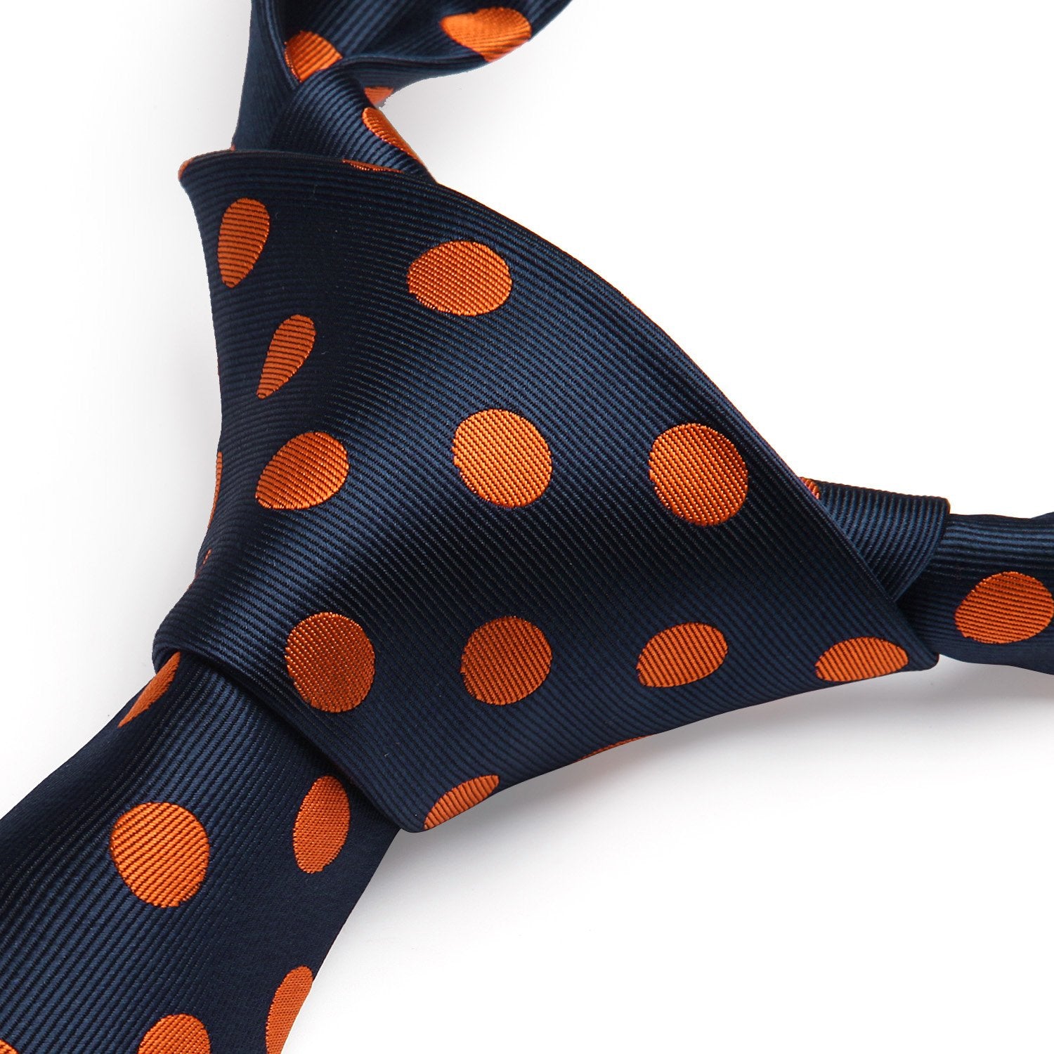 Polka Dot Tie Handkerchief Set - D2-NAVY BLUE/ORANGE