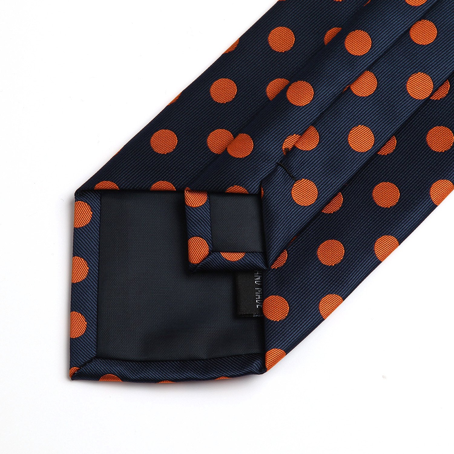 Polka Dot Tie Handkerchief Set - D2-NAVY BLUE/ORANGE