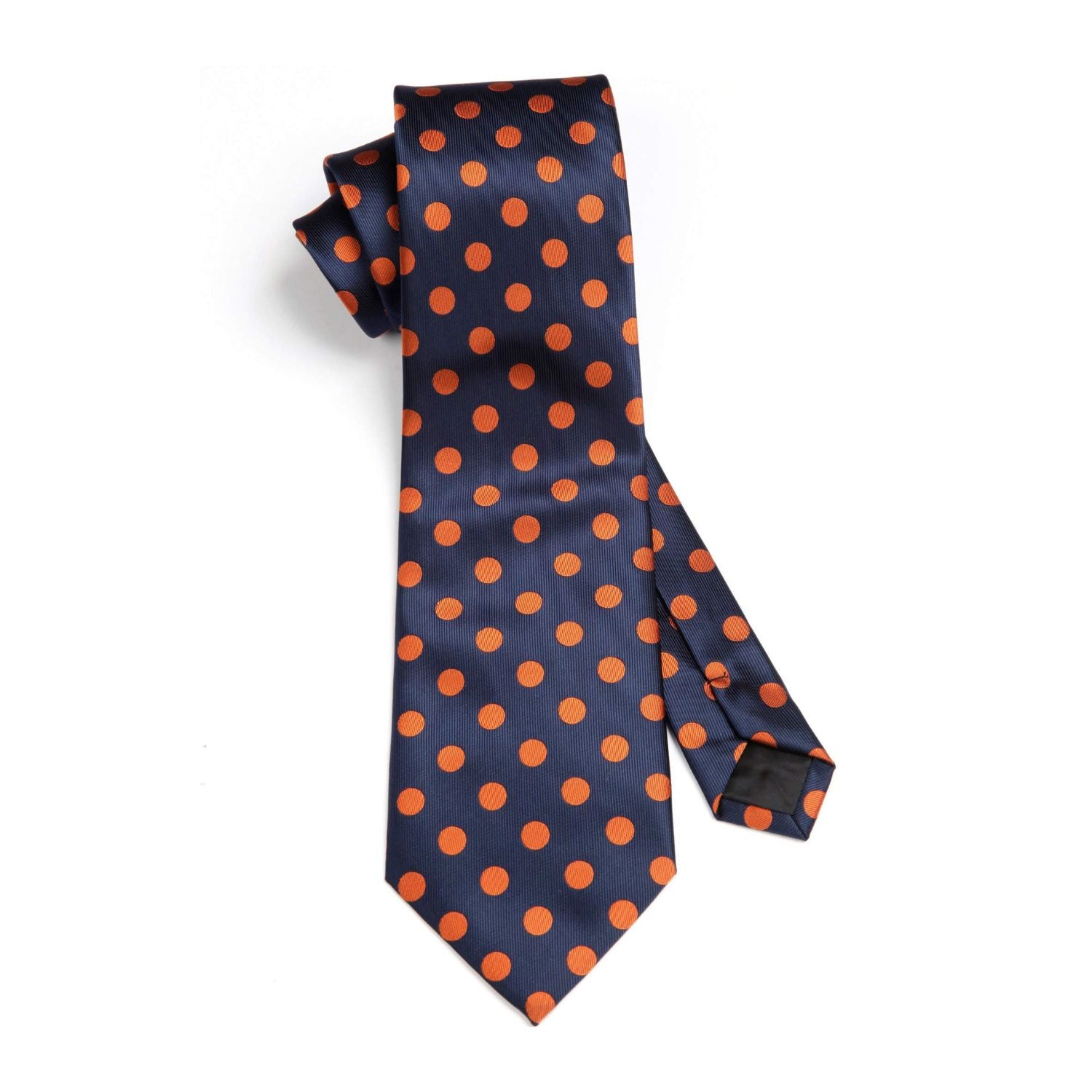 Polka Dot Tie Handkerchief Set - D2-NAVY BLUE/ORANGE