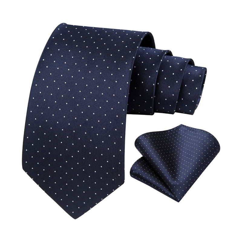 Polka Dot Ties Handkerchief Set - NAVY BLUE/WHITE