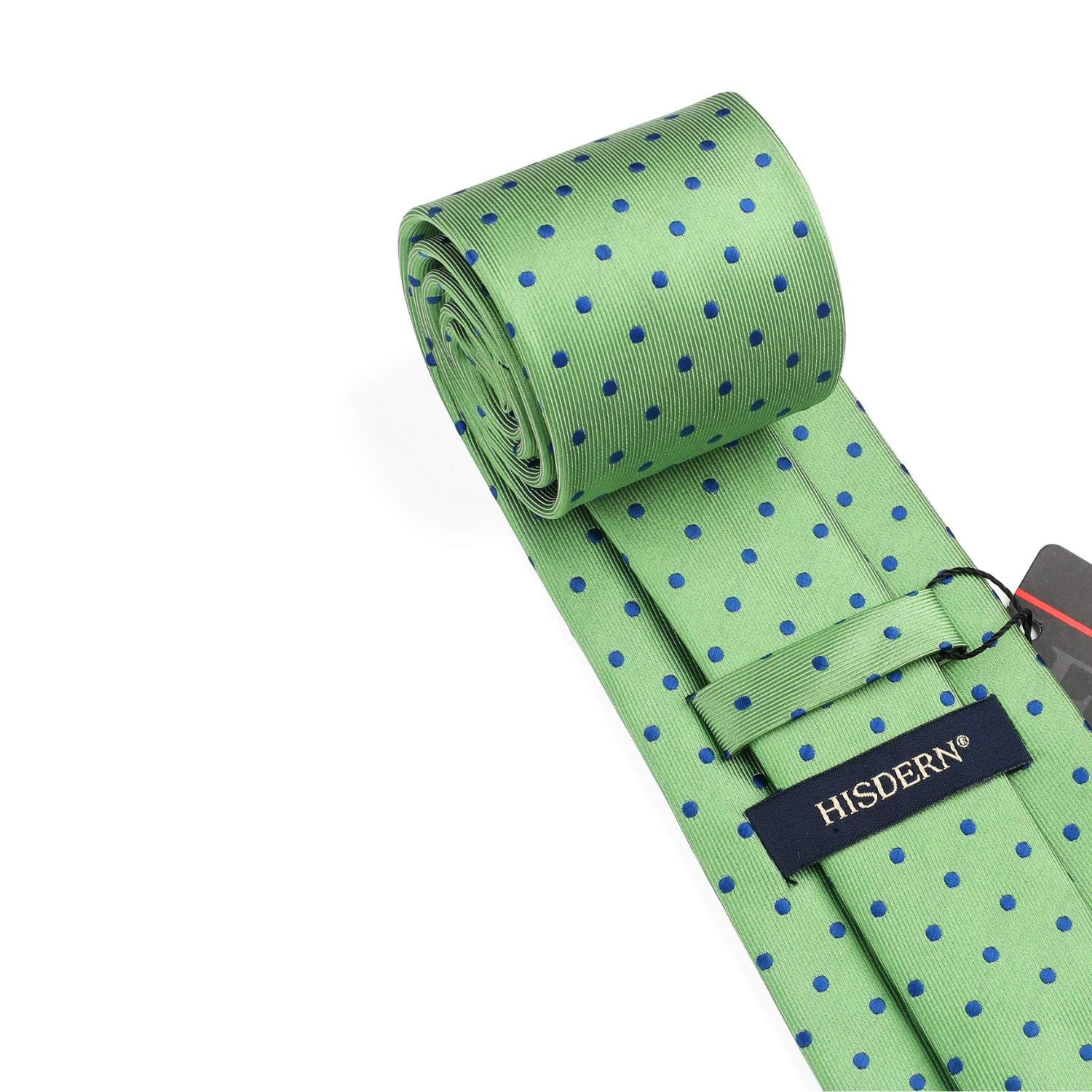 Polka Dots Tie Handkerchief Set - A-LAWN GREEN/BLUE 1