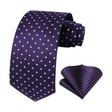 Polka Dot Tie Handkerchief Set - A-PURPLE/WHITE