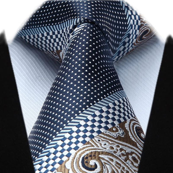 Floral Tie Handkerchief Set - BROWN/NAVY BLUE