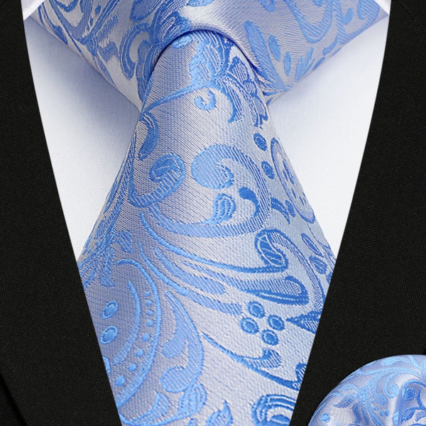 Floral Tie Handkerchief Set - DUSTY BLUE-9