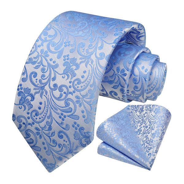 Floral Tie Handkerchief Set - DUSTY BLUE-9