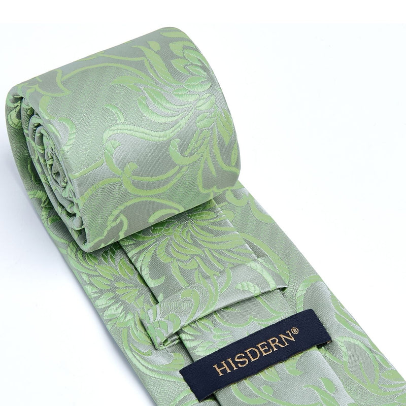 Floral Tie Handkerchief Set - 03A-GREEN 1