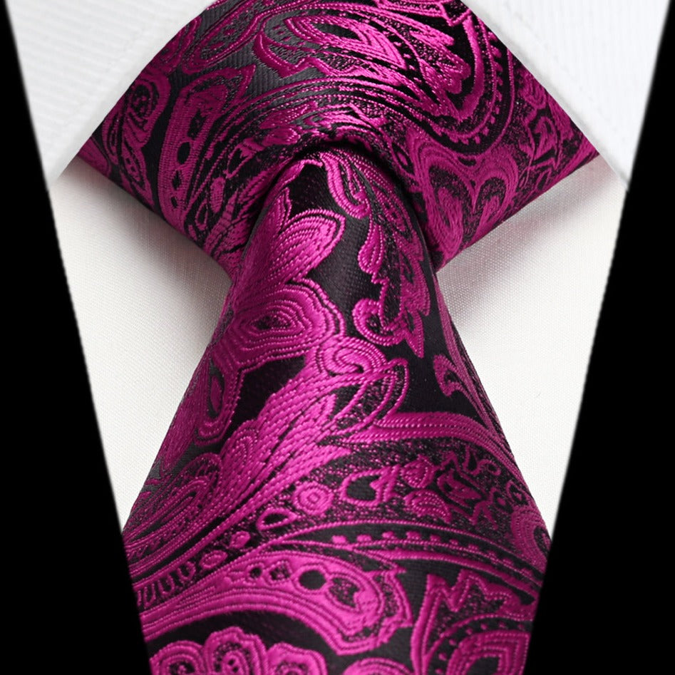 Paisley Tie Handkerchief Set - HOT PINK