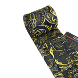 Paisley Tie Handkerchief Set - BLACK/YELLOW