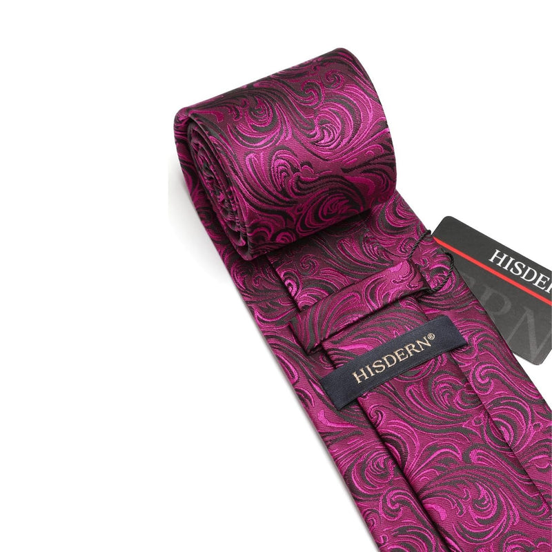 Paisley Tie Handkerchief Set - D3-HOT PINK