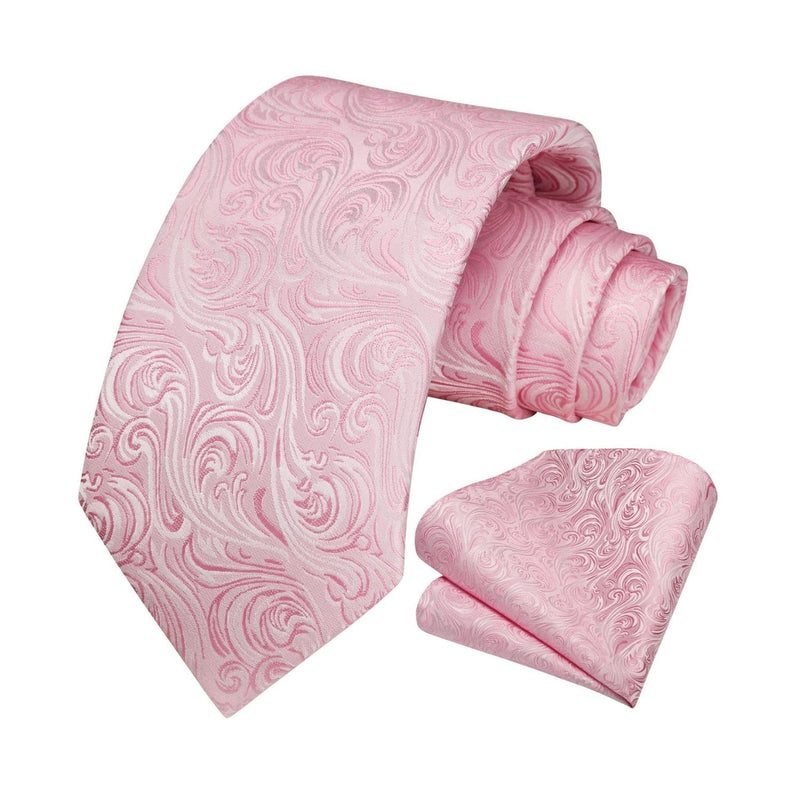 Paisley Tie Handkerchief Set - D4-PINK