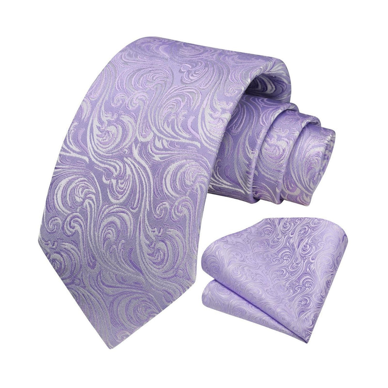 Paisley Tie Handkerchief Set - D5-PURPLE