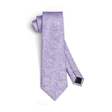 Paisley Tie Handkerchief Set - D5-PURPLE