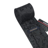 Floral Tie Handkerchief Set - BLACK-1