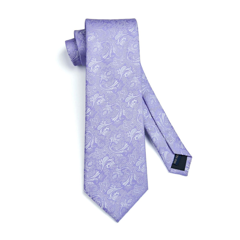 Floral Tie Handkerchief Set - 04-PURPLE