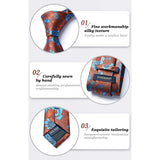 Floral Tie Handkerchief Set - ORANGE BLUE FLOWER