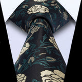 Floral Tie Handkerchief Set - DARK GREEN FLORAL