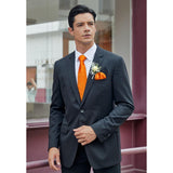 Floral Tie Handkerchief Set - ORANGE FLORAL-12