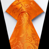 Floral Tie Handkerchief Set - ORANGE FLORAL-12