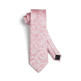 Paisley Extra Long Tie Handkerchief Set - B5-PINK