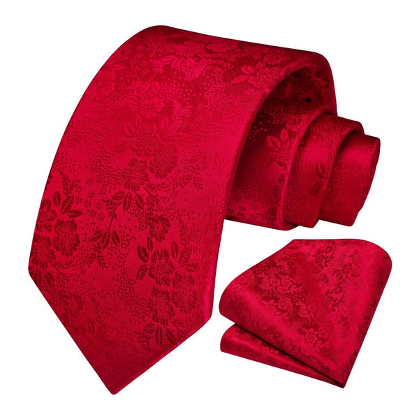 Floral Tie Handkerchief Set - RED FLORAL-12