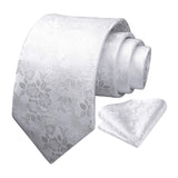 Floral 3.4 inch Tie Handkerchief Set - WHITE FLORAL-1