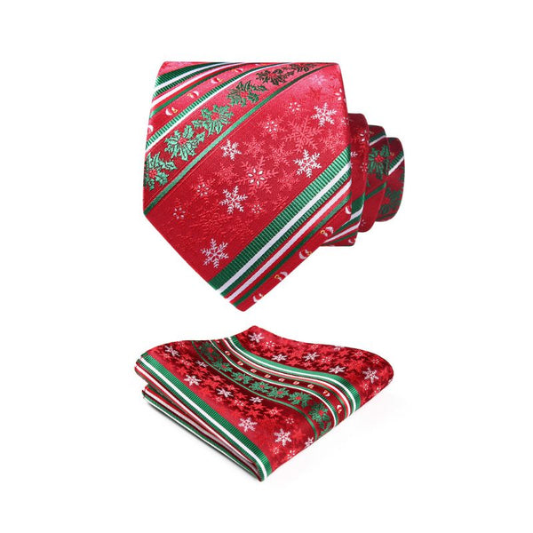 Christmas Tie Handkerchief Set - 02 RED/GREEN/WHITE