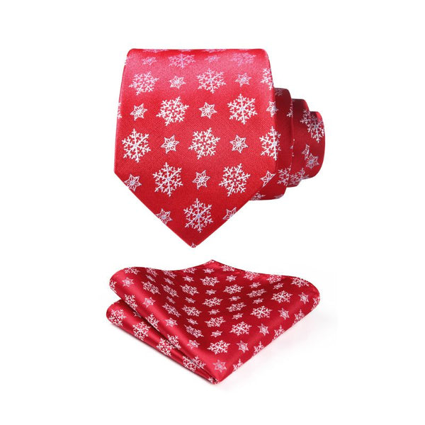 Christmas Tie Handkerchief Set - RED/WHITE