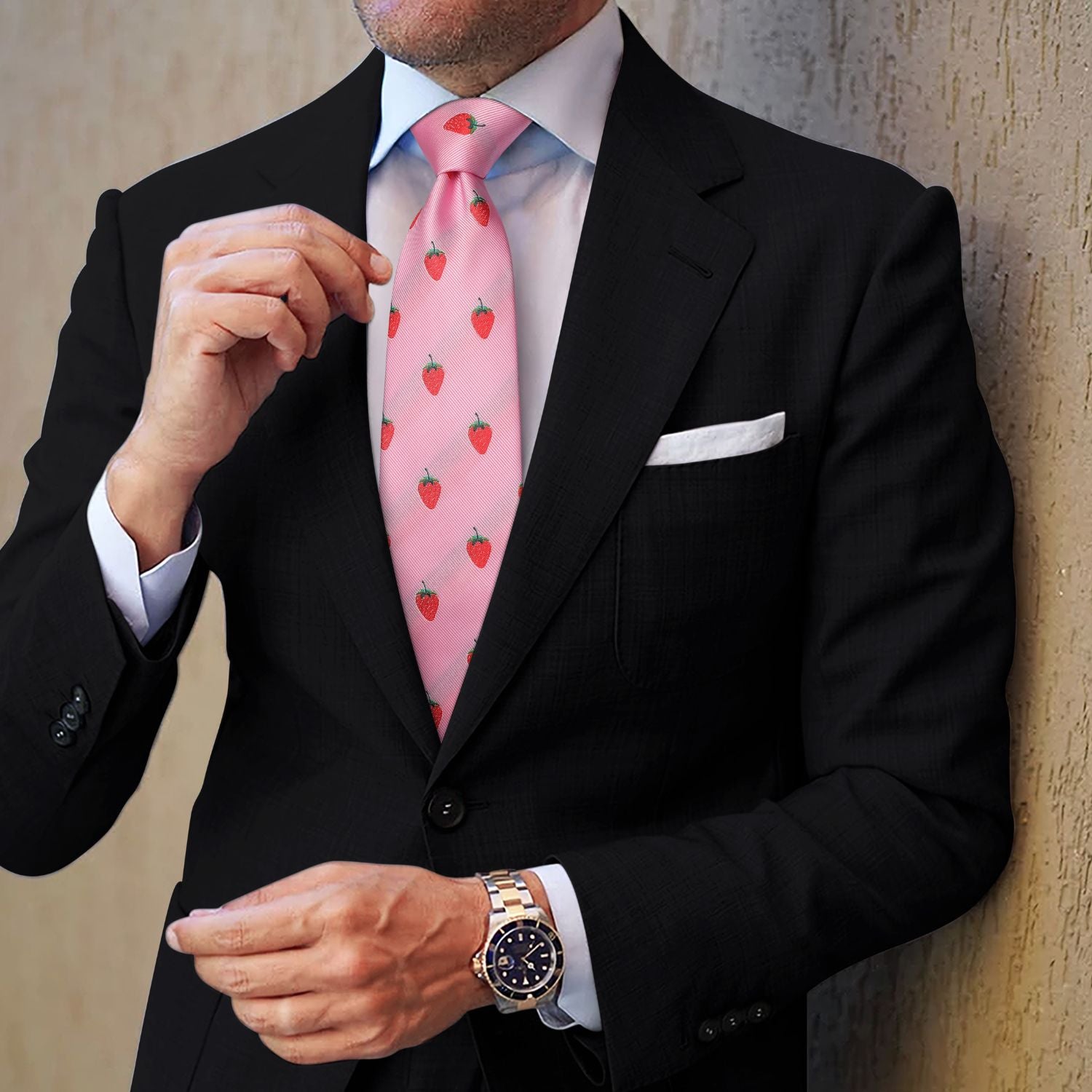 Strawberry Tie Handkerchief Set - PINK